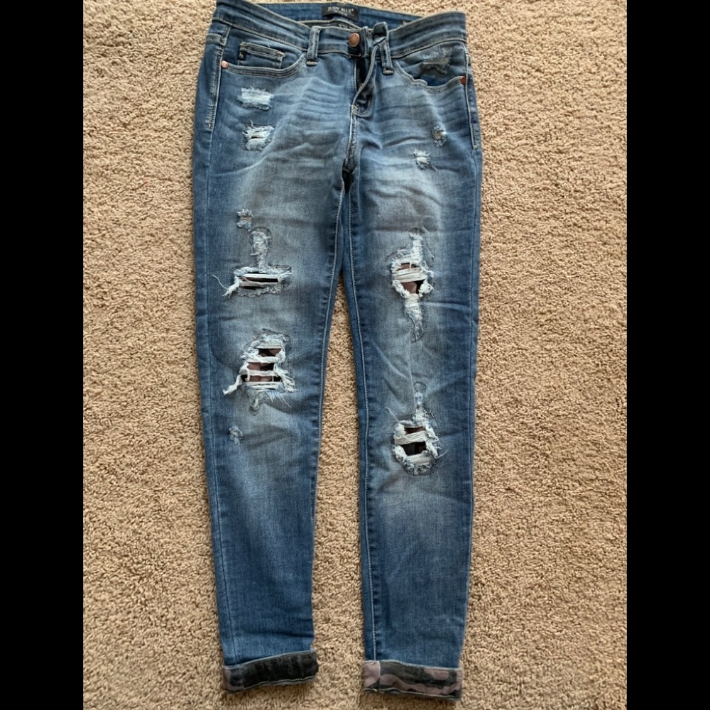 Judy Blue jeans with Camo patches. NWOT